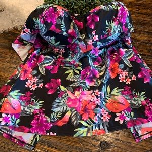 Floral Tankini Vacation Swim Bathing Top 38D Cute